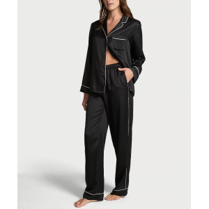 Сатинова піжама Satin Long Pajama Set Black