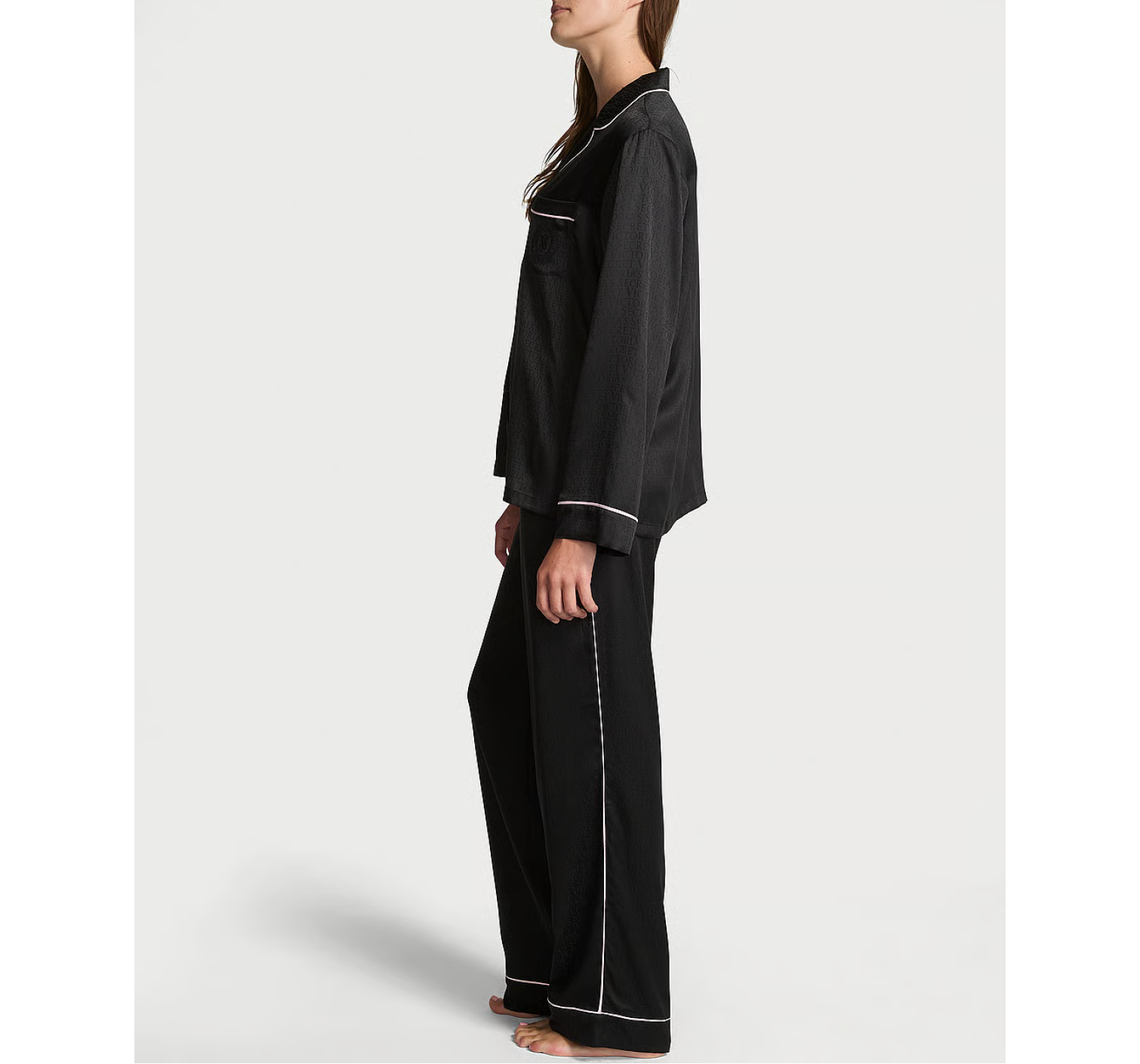 Сатинова піжама Satin Long Pajama Set Black