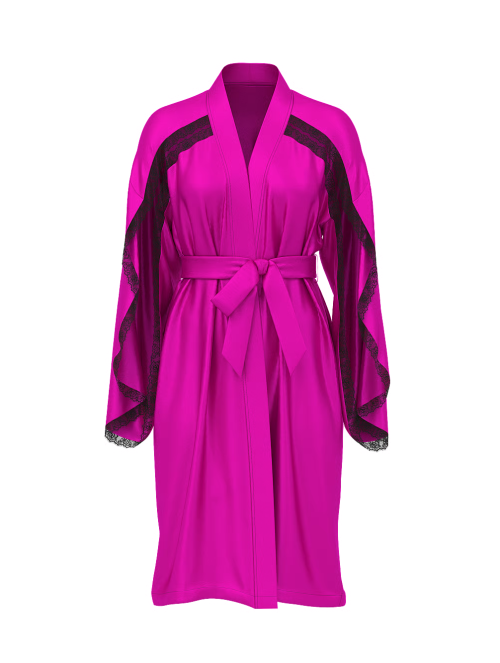 Сатиновый халат Satin Rose Lace-Trim Midi Robe Berrylicious