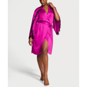 Сатиновый халат Satin Rose Lace-Trim Midi Robe Berrylicious