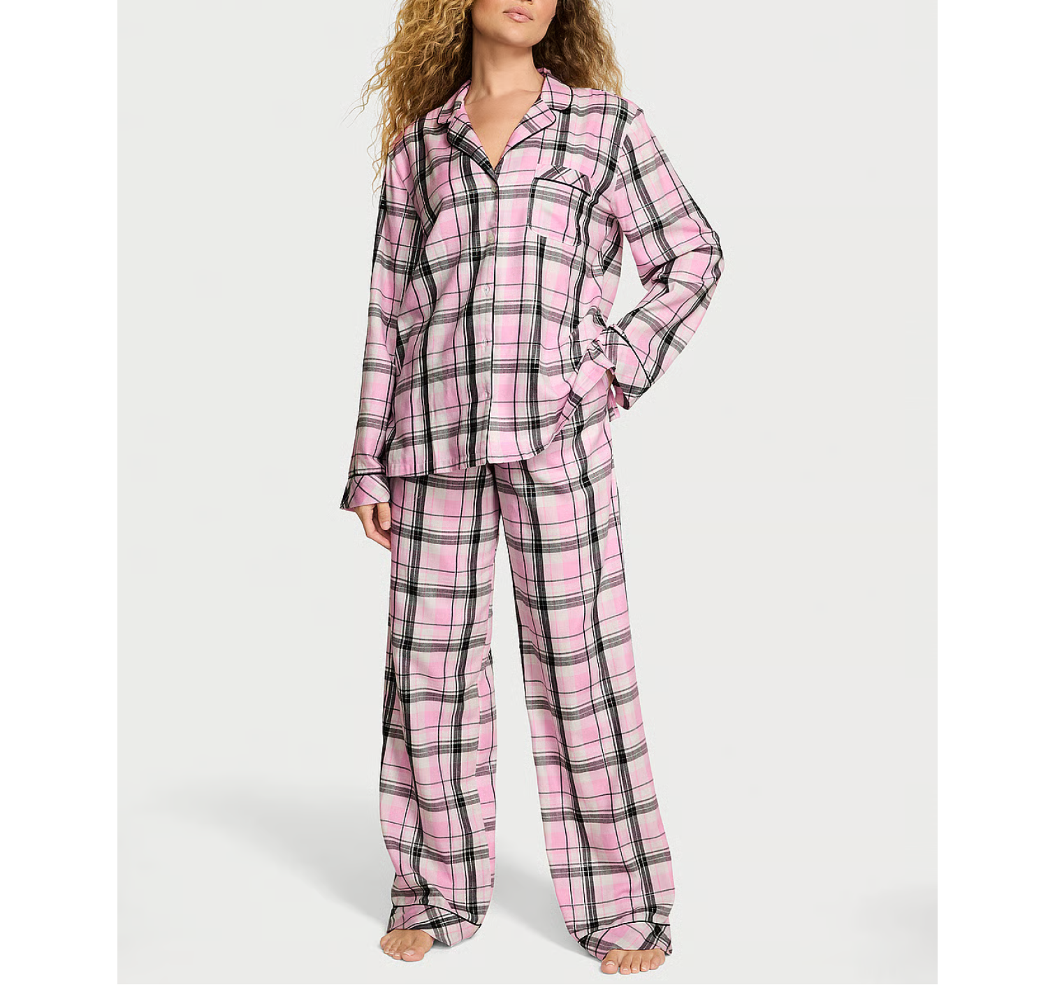 Піжама Flannel Long Pajama Set Gold Lurex Yd Plaid