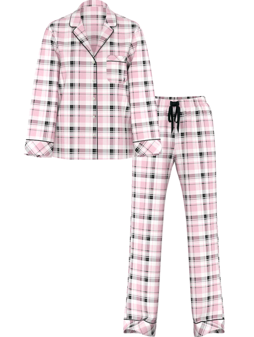 Піжама Flannel Long Pajama Set Gold Lurex Yd Plaid