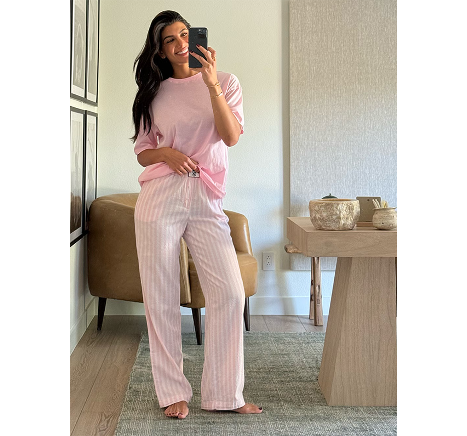 Пижама Flannel Short-Sleeve Long Tee-Jama Set Pretty Blossom
