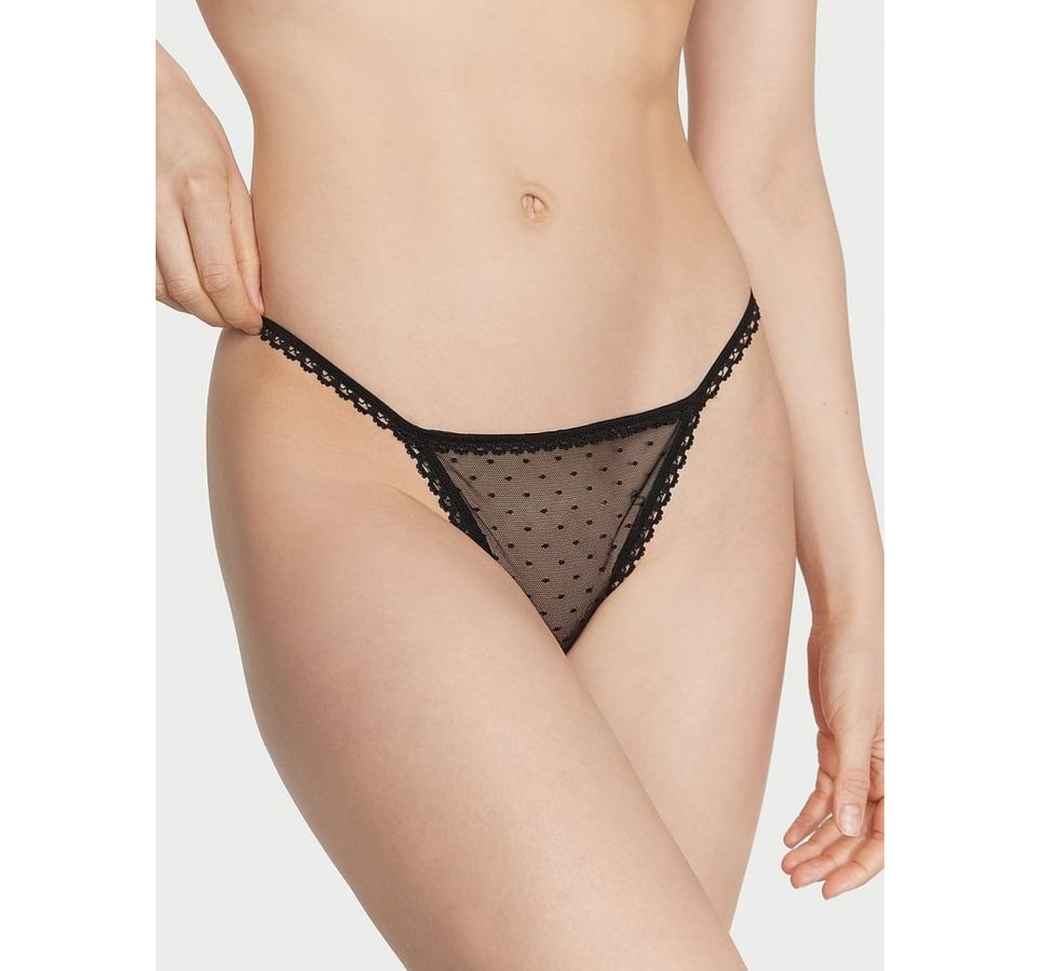 Трусики Ribbon Slot Lace V-String Panty Black
