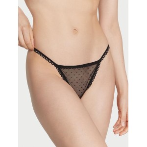 Трусики Ribbon Slot Lace V-String Panty Black