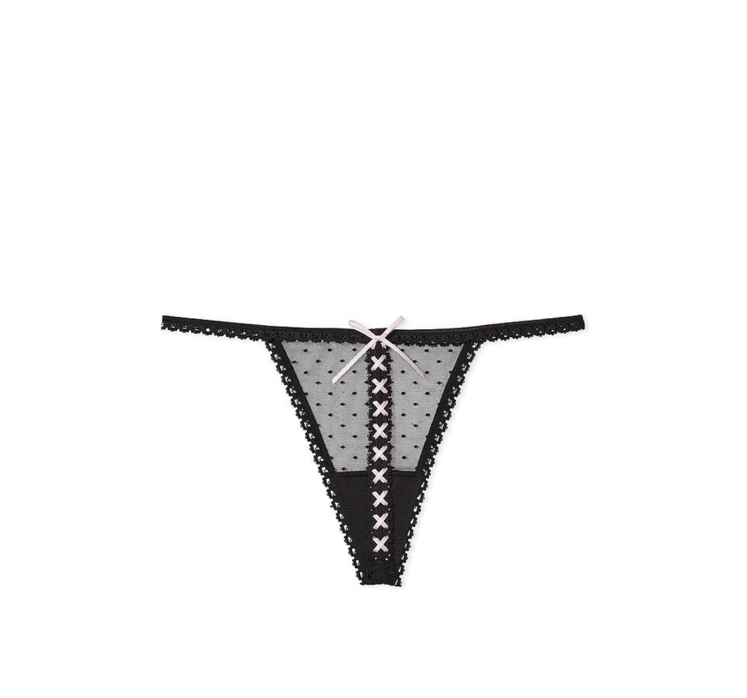 Трусики Ribbon Slot Lace V-String Panty Black