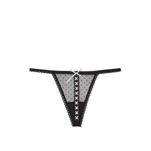 Трусики Ribbon Slot Lace V-String Panty Black