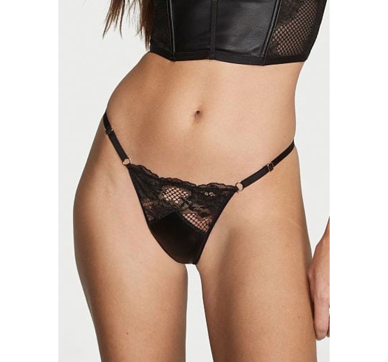 Трусики black Fishnet Lace V-string