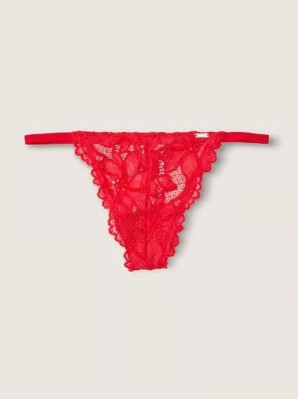 Трусики PINK Red Lace Thong V-string panty