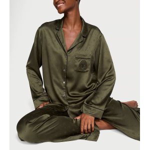 Пижама Glazed Satin Long Pajama Set Casual Olive