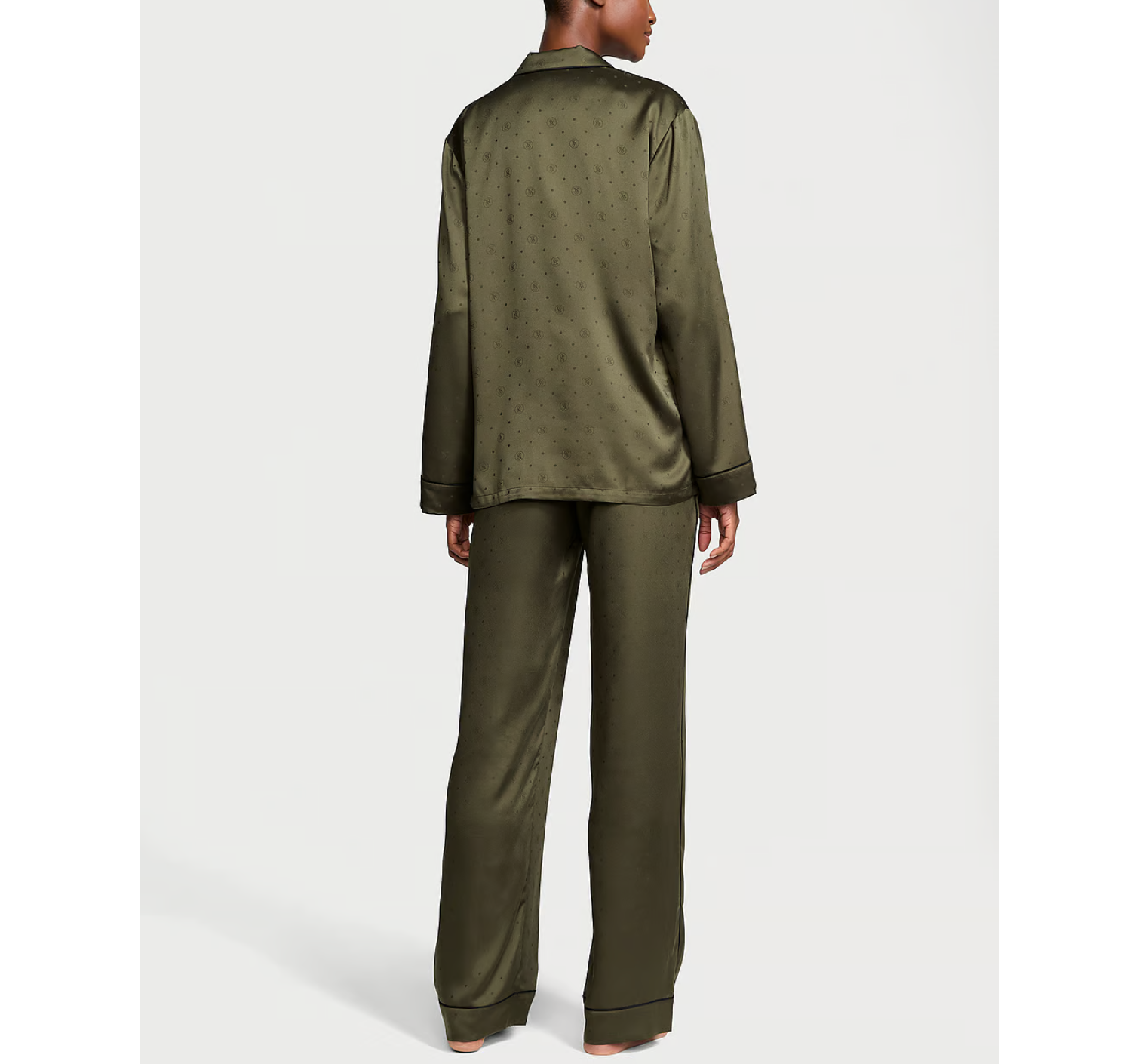 Пижама Glazed Satin Long Pajama Set Casual Olive