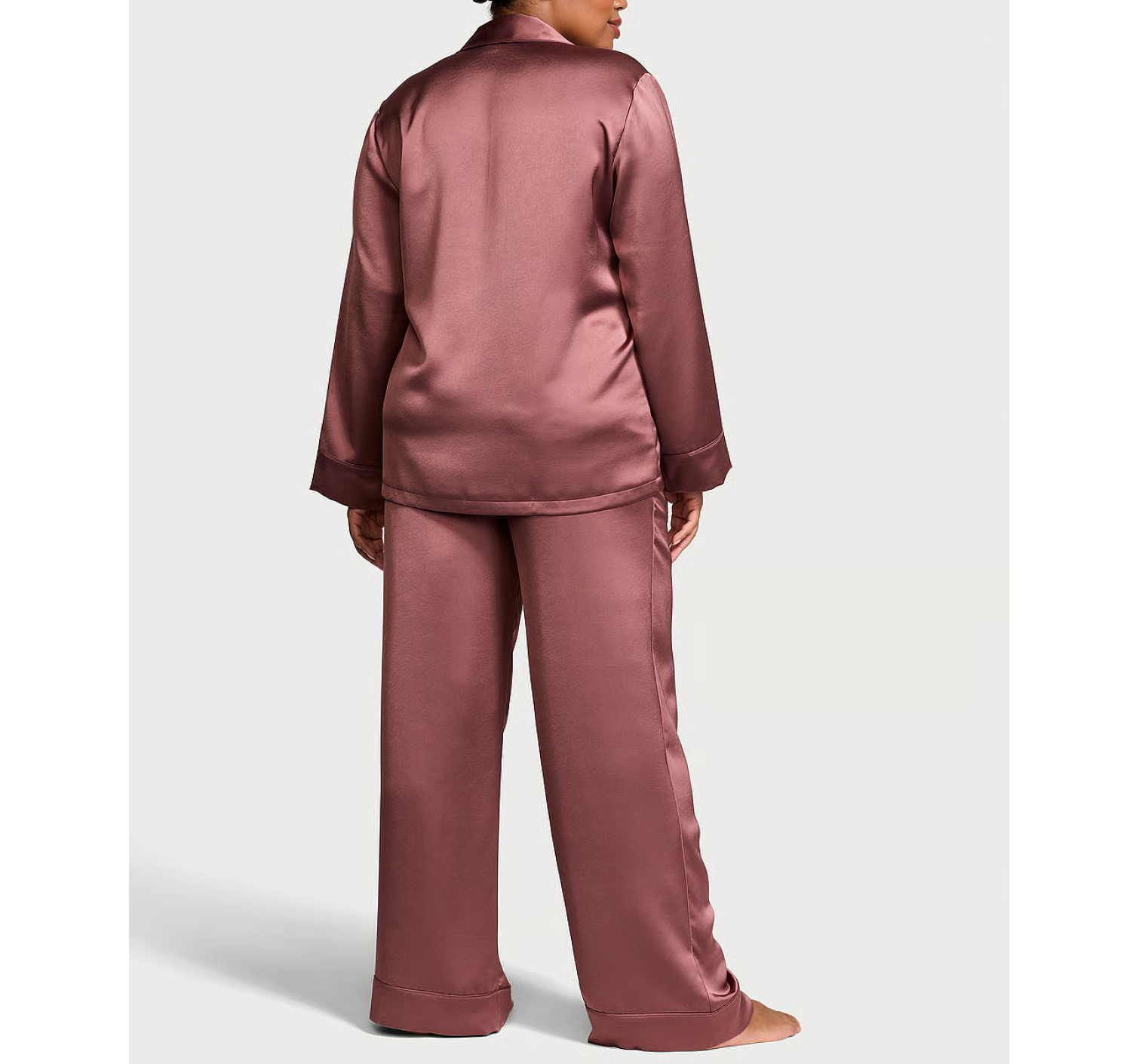 Піжама Luxe Satin Double -Breasted Long Pajama Set Rose