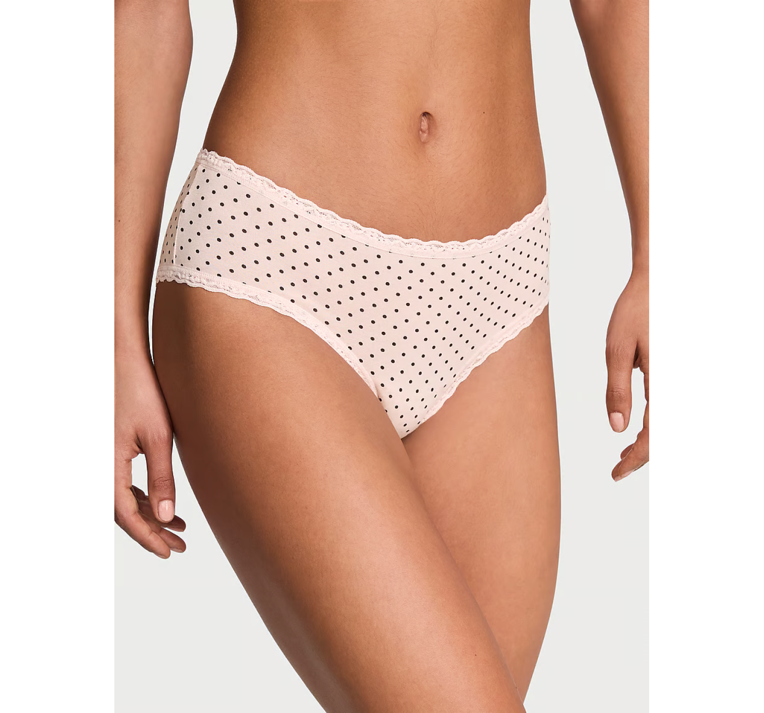 Трусики Cotton Lace-Waist Cheeky Panty Pink Logo Dots