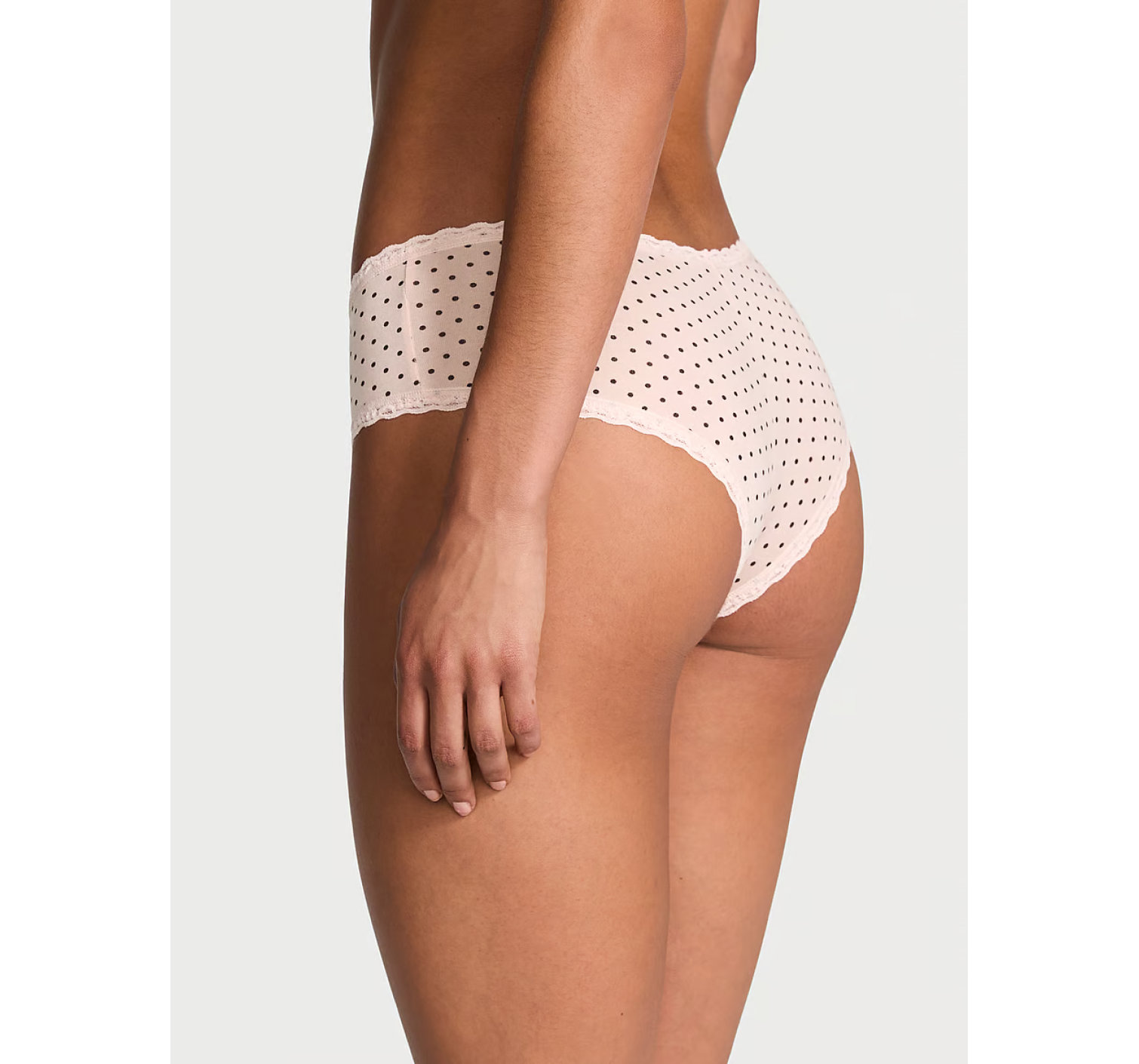 Трусики Cotton Lace-Waist Cheeky Panty Pink Logo Dots