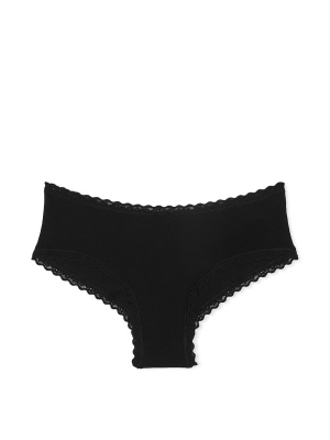 Трусики Cotton Lace-Waist Cheeky Panty Black