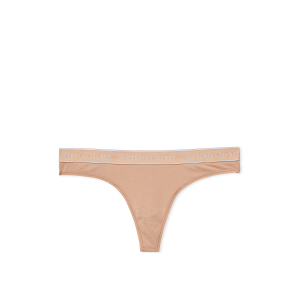 Трусики стринги Victoria’s Secret Cotton Logo Thong Panty Beige