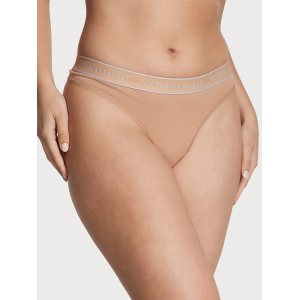 Трусики стринги Victoria’s Secret Cotton Logo Thong Panty Beige