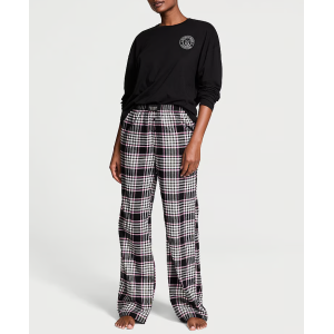 Піжама Flannel Long-Sleeve Tee-Jama Set Black & Pink Plaid