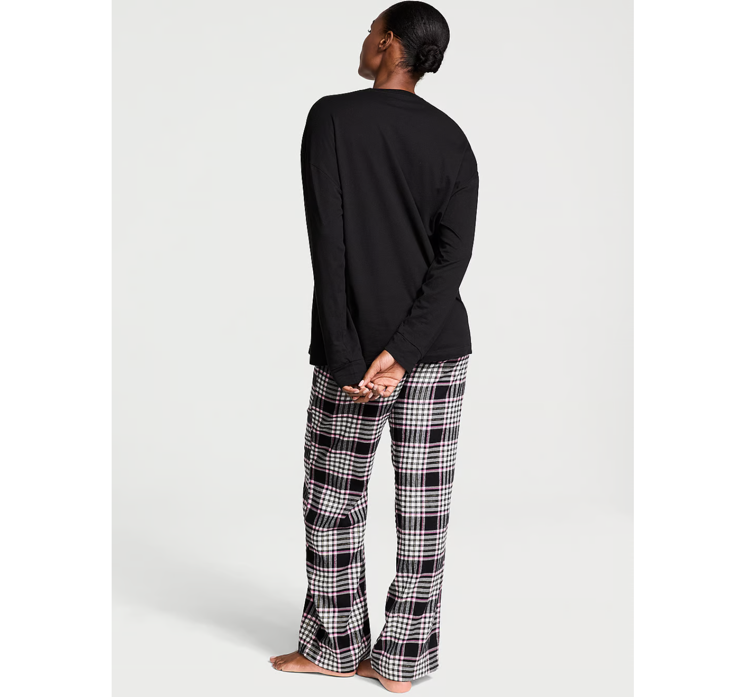 Піжама Flannel Long-Sleeve Tee-Jama Set Black & Pink Plaid