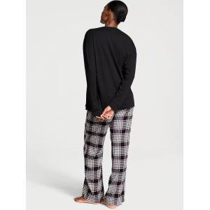 Піжама Flannel Long-Sleeve Tee-Jama Set Black & Pink Plaid