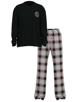 Піжама Flannel Long-Sleeve Tee-Jama Set Black & Pink Plaid