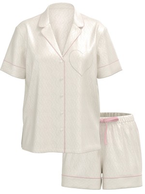 Піжама Glazed Satin Short Pajama Set Coconut White
