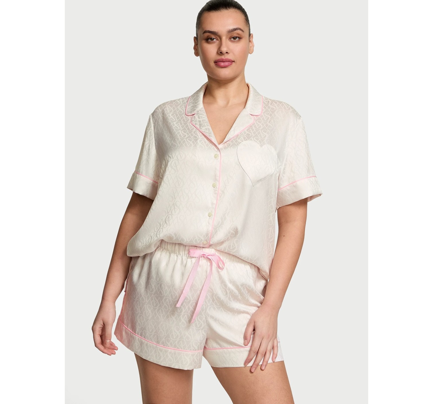Піжама Glazed Satin Short Pajama Set Coconut White