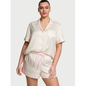 Піжама Glazed Satin Short Pajama Set Coconut White