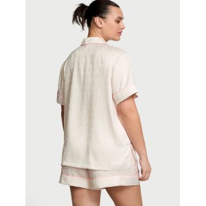 Піжама Glazed Satin Short Pajama Set Coconut White