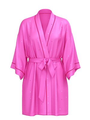 Сатиновый халат Glazed Satin Dew Drop Heart Short Robe New Peony