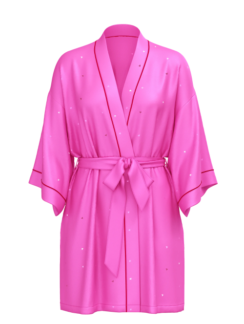 Сатиновый халат Glazed Satin Dew Drop Heart Short Robe New Peony