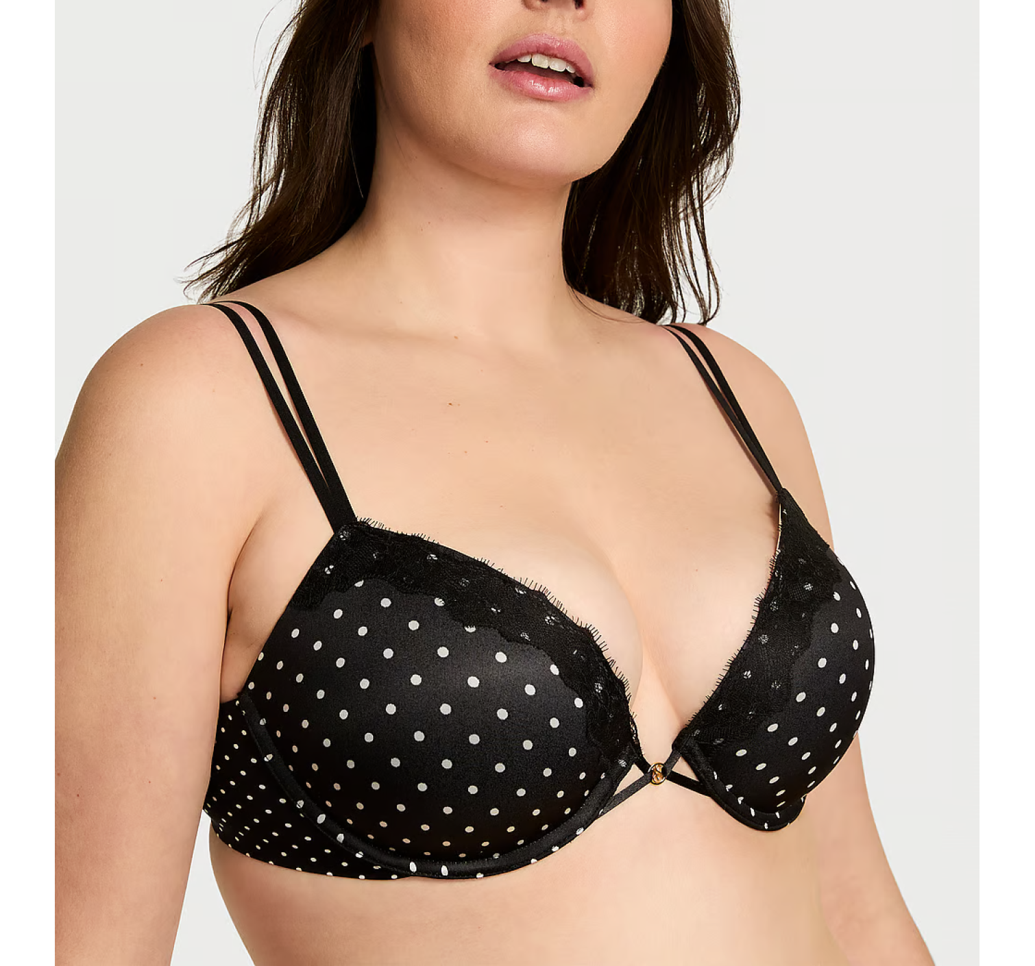 Комплект белья Smooth Lace-Trim Push-Up Bra Set Black Dots