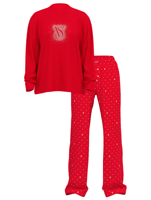 Піжама Flannel Long-Sleeve Tee-Jama Set Lipstick