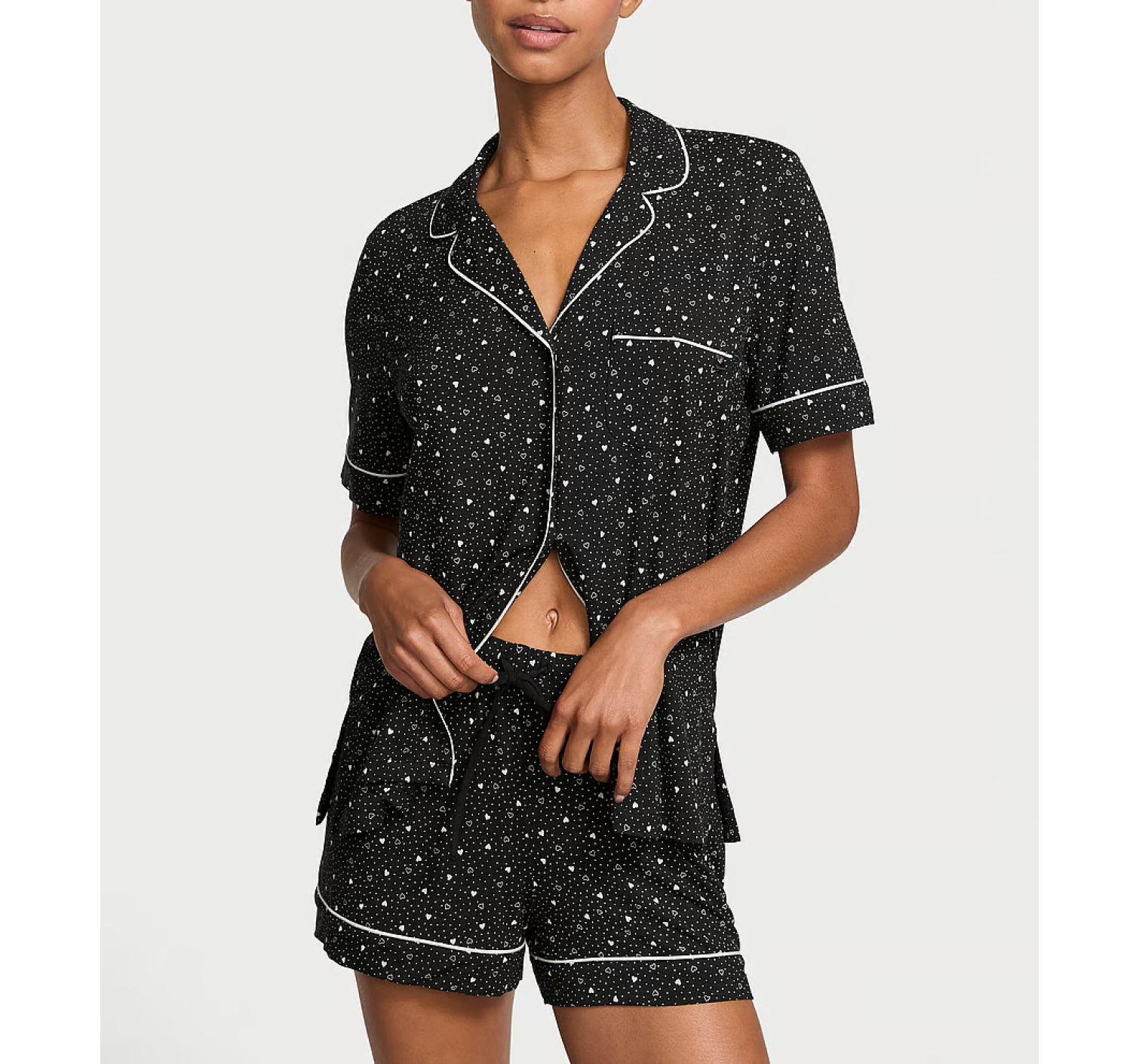 Піжама Modal Soft Short Pajama Set Black Hearts