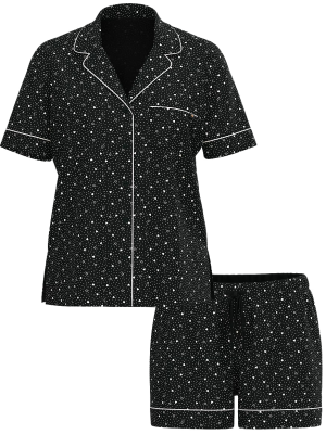 Піжама Modal Soft Short Pajama Set Black Hearts