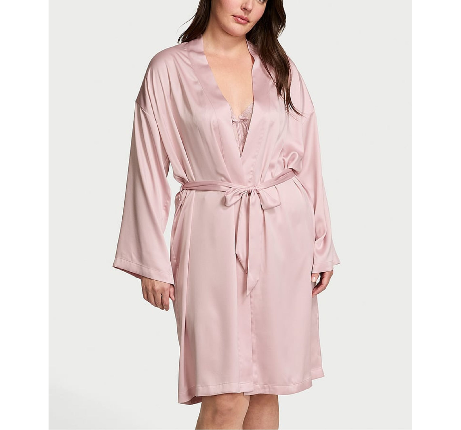 Сатиновий халат Satin Midi Robe Chalk Rose Pink
