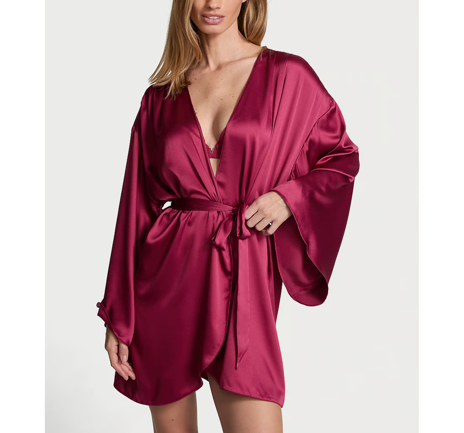 Сатиновий халат Short Satin Robe Campari Red