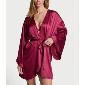 Сатиновий халат Short Satin Robe Campari Red