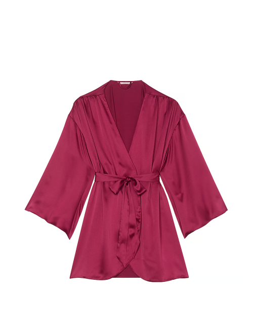 Сатиновый халат Short Satin Robe Campari Red
