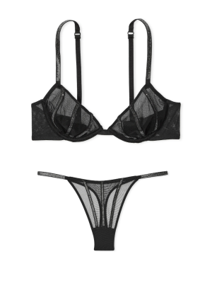 Комплект білизни Very Sexy Sheer Shine Unlined Low-Cut Demi Bra set Mesh Black