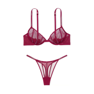 Комплект білизни Very Sexy Sheer Shine Unlined Low-Cut Demi Bra set Campari Red