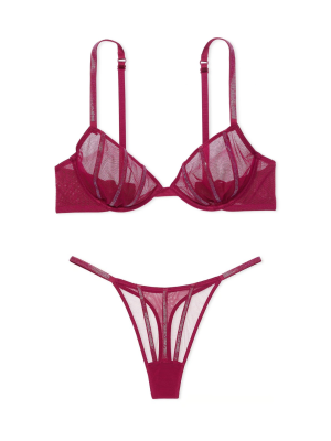 Комплект белья Very Sexy Sheer Shine Unlined Low-Cut Demi Bra set Campari Red