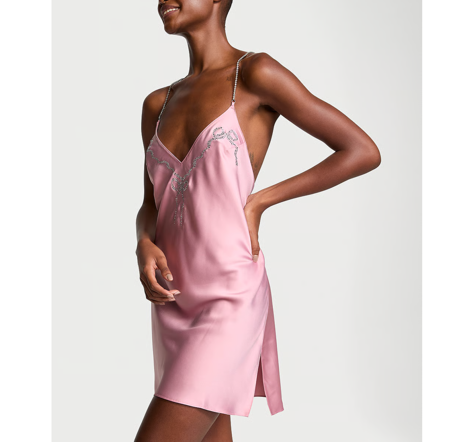 Пеньюар Twinkle Bows Satin Open-Back Slip Chalk Rose