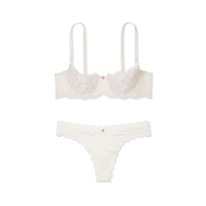 Комплект белья Wicked Unlined Lace Balconette Bra Set Coconut White