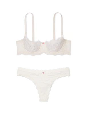 Комплект белья Wicked Unlined Lace Balconette Bra Set Coconut White
