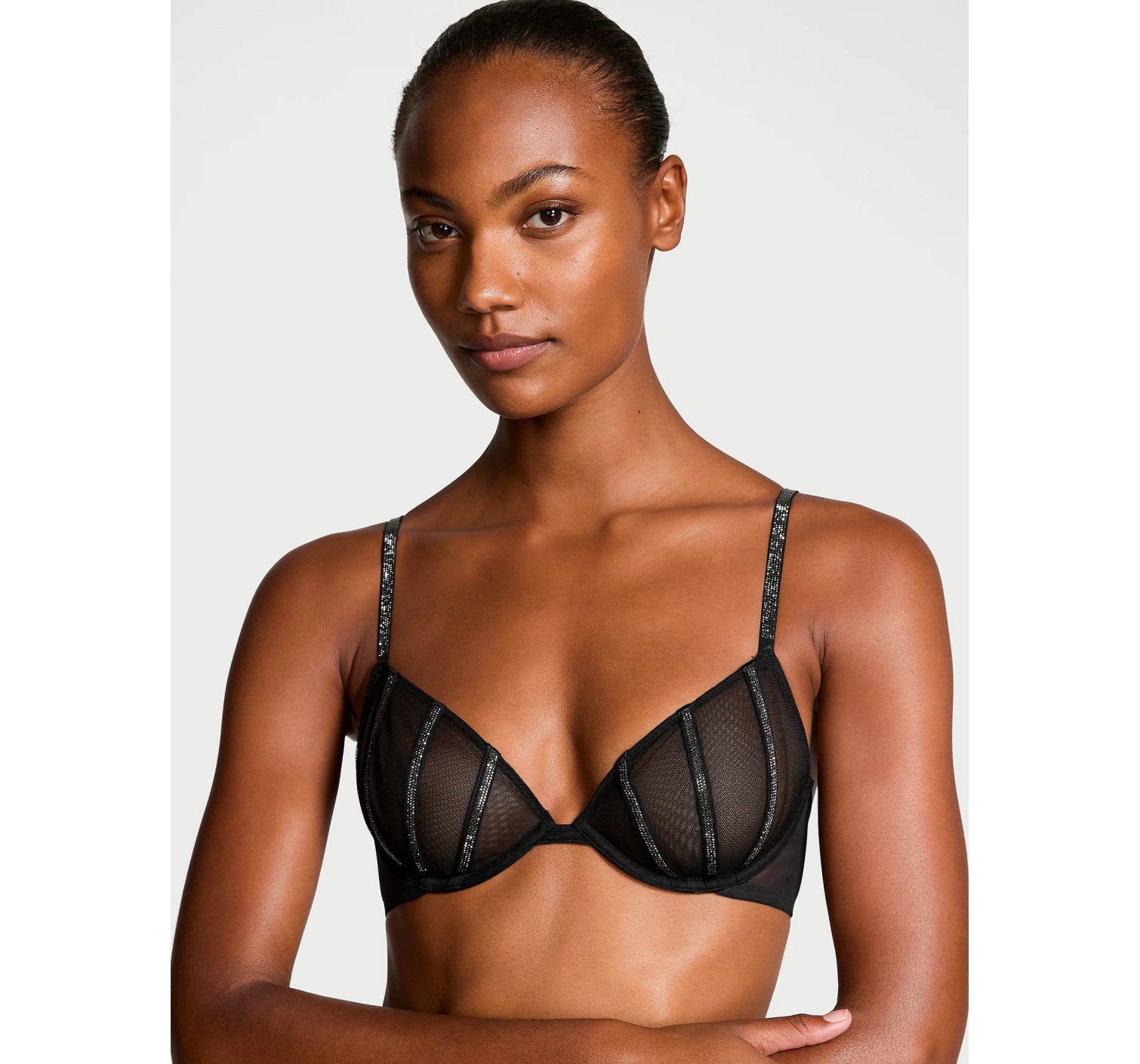 Комплект білизни Very Sexy Sheer Shine Unlined Low-Cut Demi Bra set Mesh Black