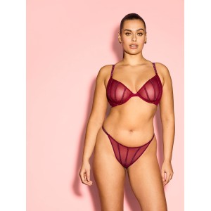 Комплект білизни Very Sexy Sheer Shine Unlined Low-Cut Demi Bra set Campari Red