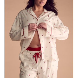 Піжама Flannel Long Pajama Set Coconut White Skiers