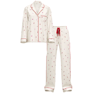 Піжама Flannel Long Pajama Set Coconut White Skiers