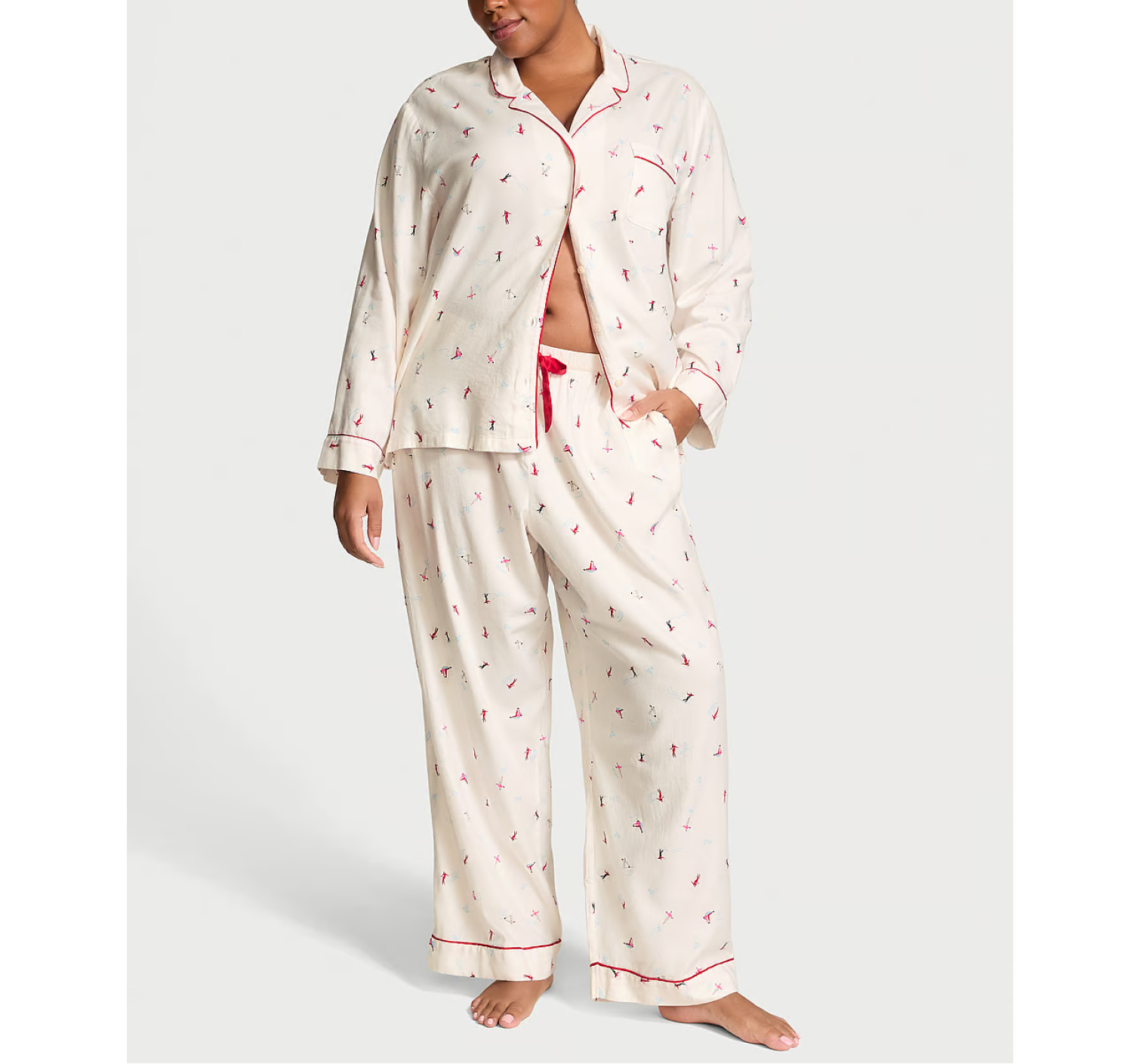 Піжама Flannel Long Pajama Set Coconut White Skiers